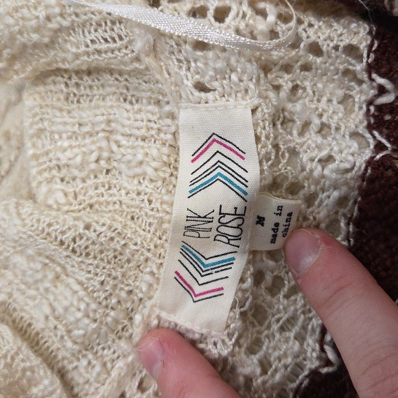 Pink Rose Cream and Brown Striped Cardigan - Picture 2 of 2